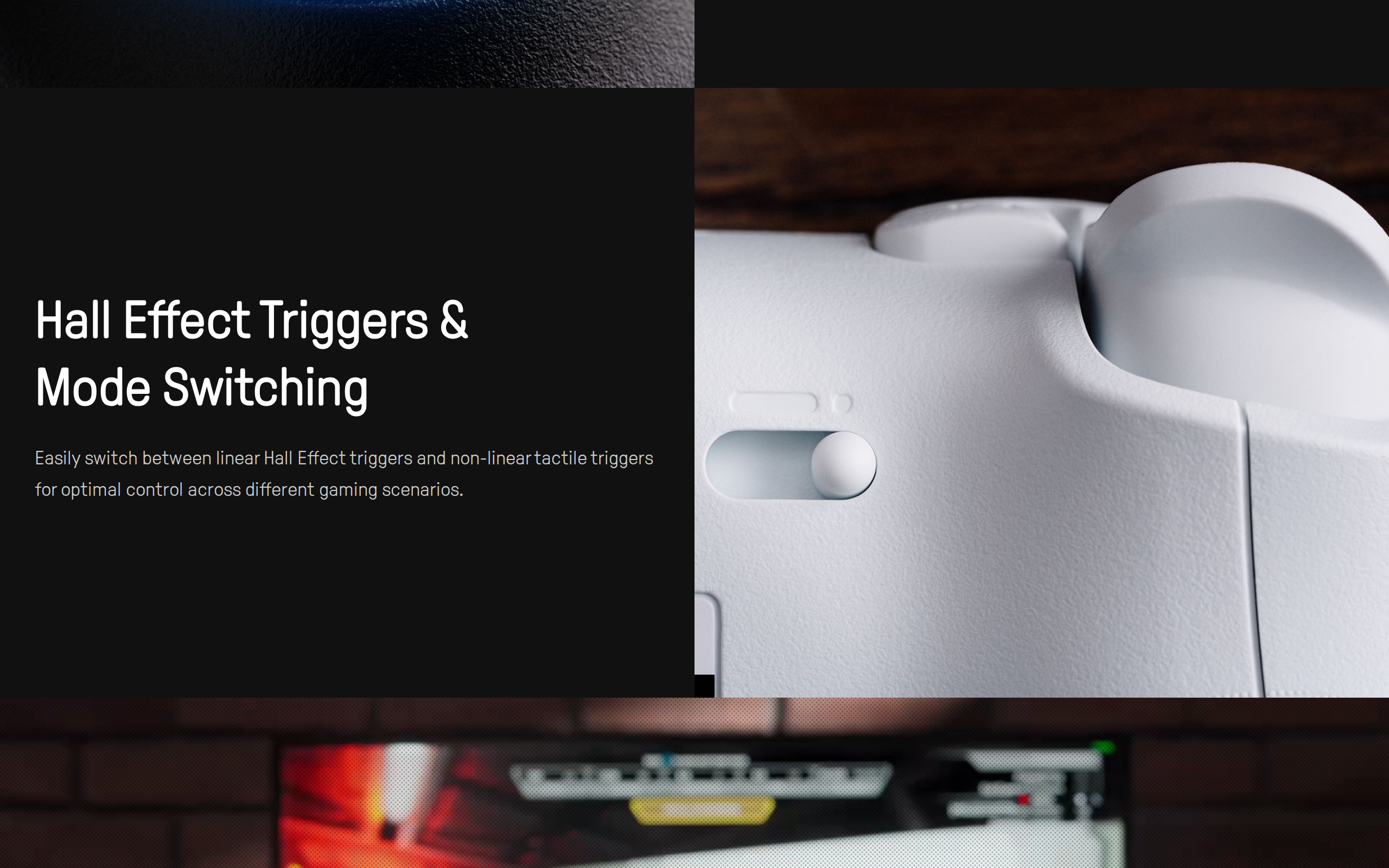 8BitDo Ultimate 2 Wireless Controller hall effect trigger section with a white controller close-up