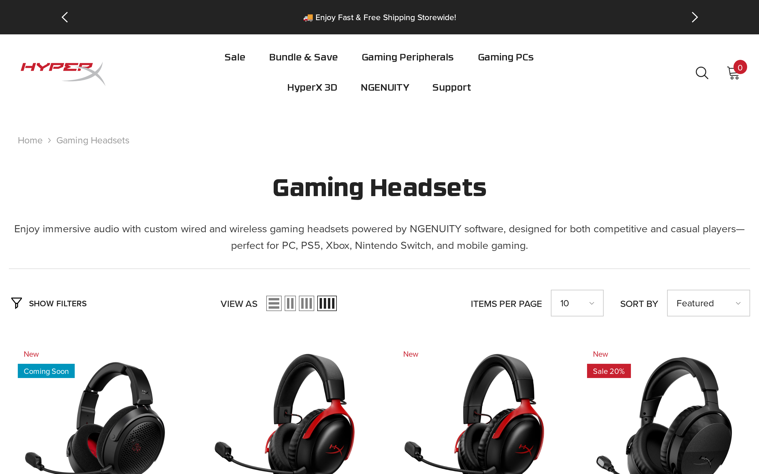 HyperX gaming headsets collection page listing the Cloud III S Wireless next to the Cloud Alpha Air and the wired Cloud III