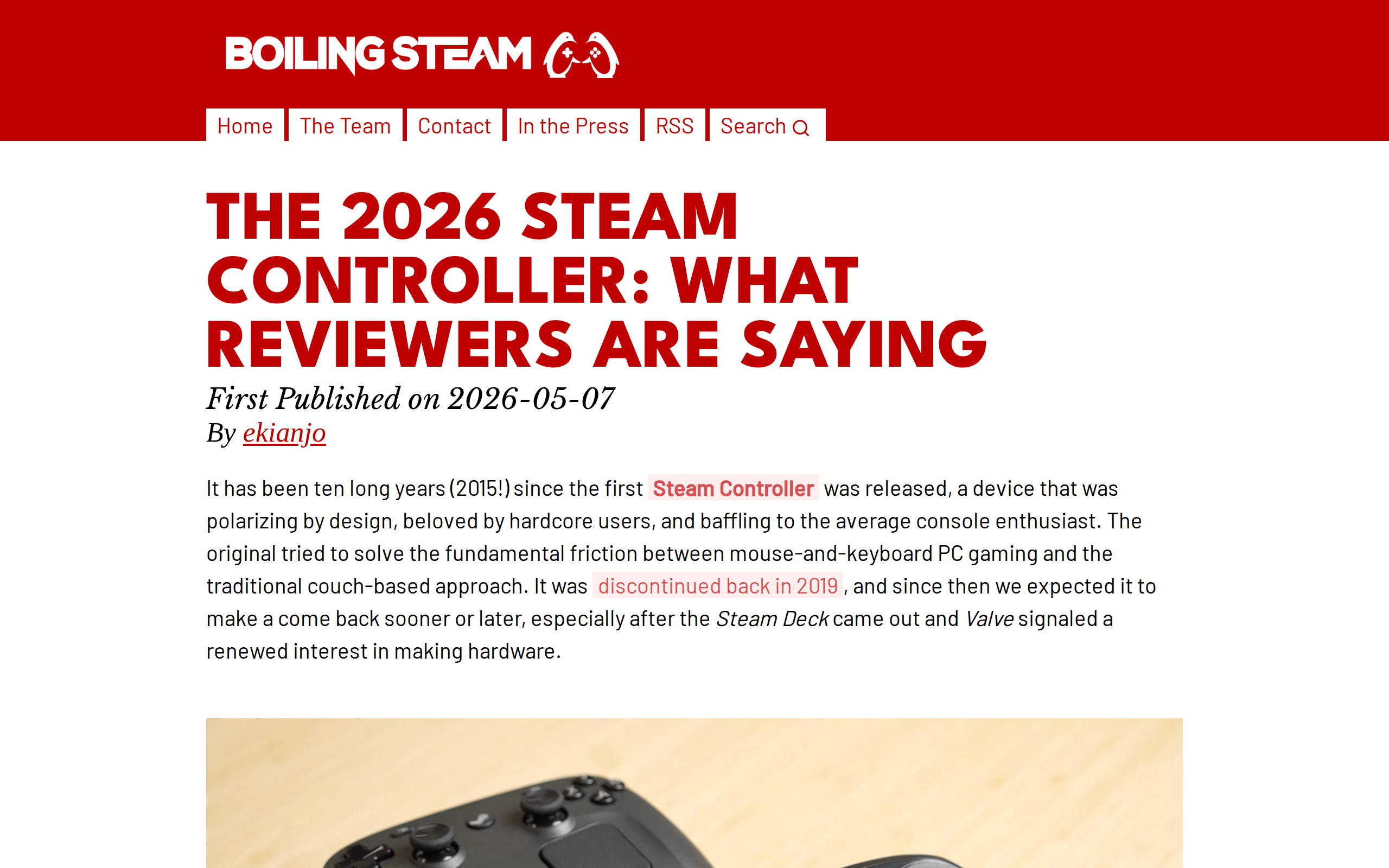 Boiling Steam's article The 2026 Steam Controller: What Reviewers Are Saying, with its introduction about the ten years since the first Steam Controller